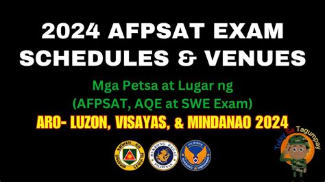 AFPSAT EXAM SCHEDULES AND VENUES 2024 (UPDATED).